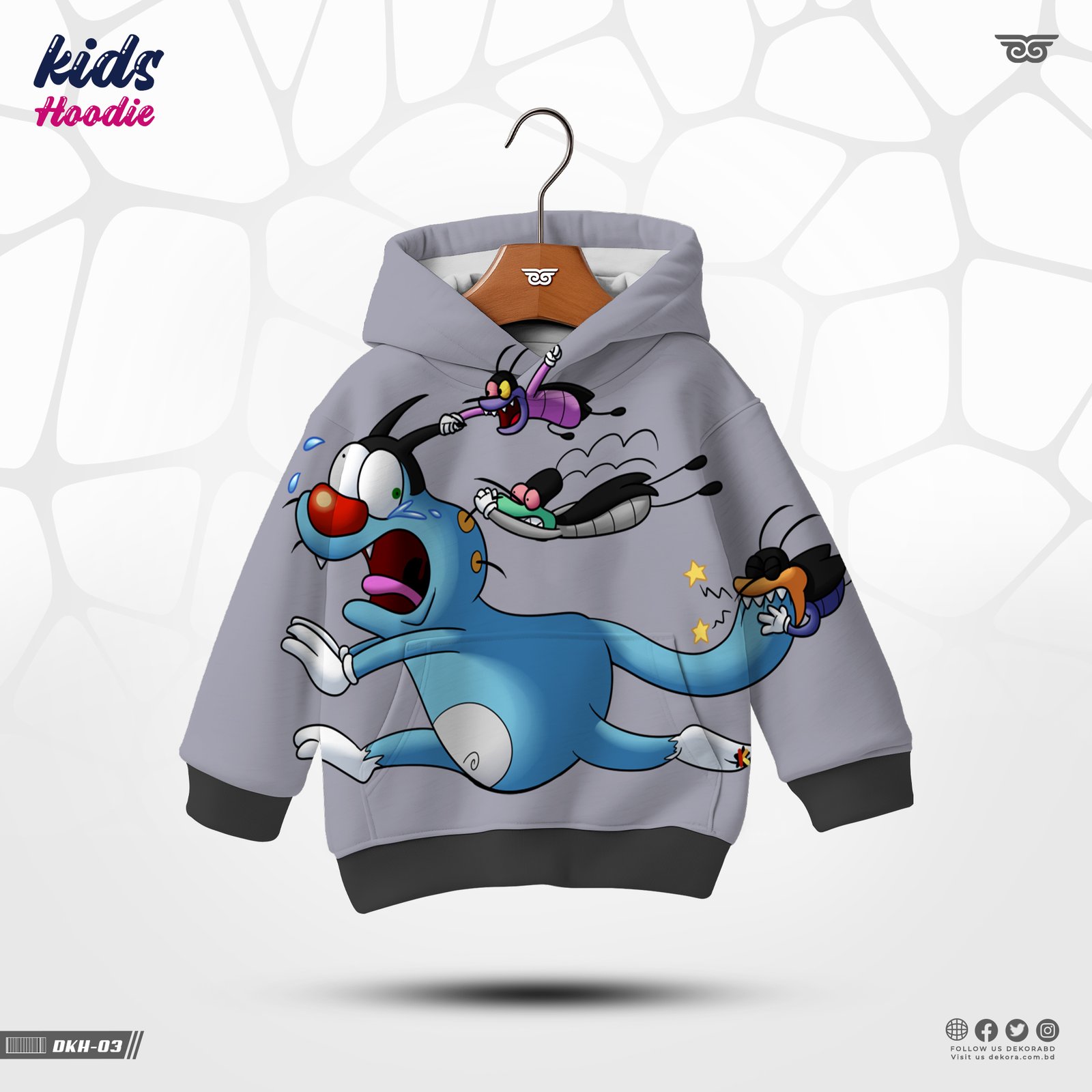 Buy Premium Quality Multi Shades Kids Hoodies -Oggy online at Dekora Sportswear Shop – Best price, fast delivery.