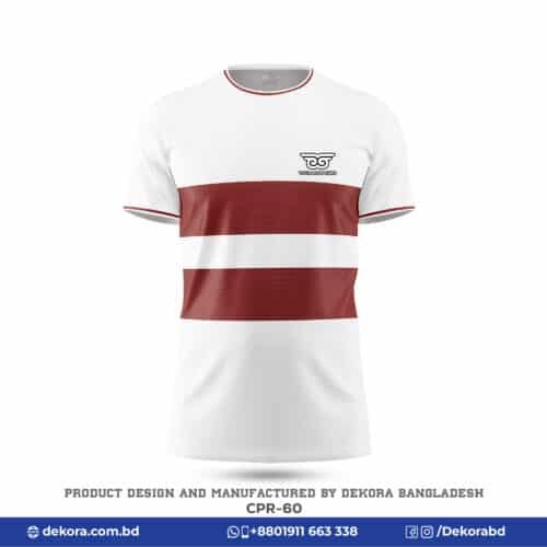 Buy Best Quality Corporate White Maroon Tshirt with Logo-CPR-60 online at Dekora BD – Best price, fast delivery.