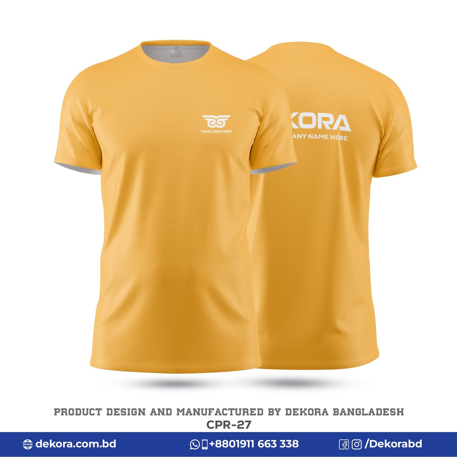 Premium Fabrics Corporate Solid Yellow Tshirt-CPR-27 5 Buy Premium Fabrics Corporate Solid Yellow Tshirt-CPR-27 online at Dekora BD – Best price, fast delivery.