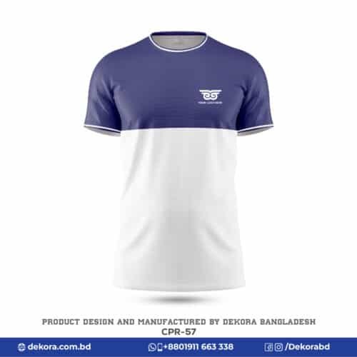 Buy Breathable Fabrics Corporate Navy Blue White Tshirt-CPR-57 online at Dekora BD – Best price, fast delivery.