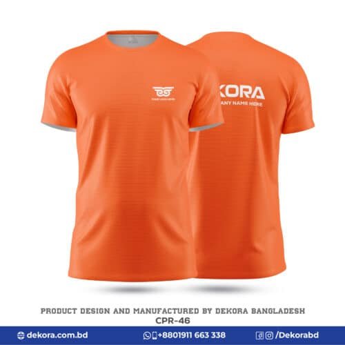 Buy Corporate Round Neck Orange Tshirts with Logo-CPR-46 online at Dekora BD – Best price, fast delivery.