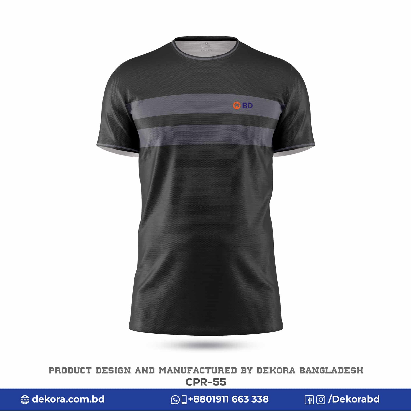 Customized Design Corporate Printed Black Tshirt-CPR-55 3 Buy Customized Design Corporate Printed Black Tshirt-CPR-55 online at Dekora BD – Best price, fast delivery.