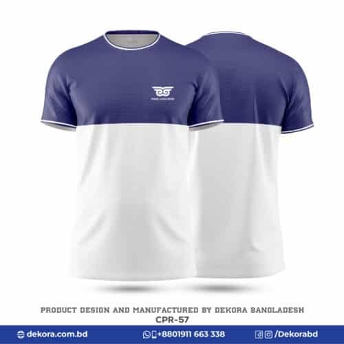 Buy Breathable Fabrics Corporate Navy Blue White Tshirt-CPR-57 online at Dekora BD – Best price, fast delivery.