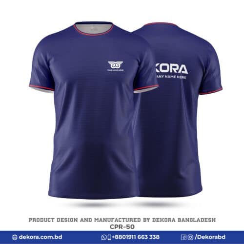 Buy Round Neck Corporate Navy Blue Tshirt with Logo-CPR-50 online at Dekora BD – Best price, fast delivery.
