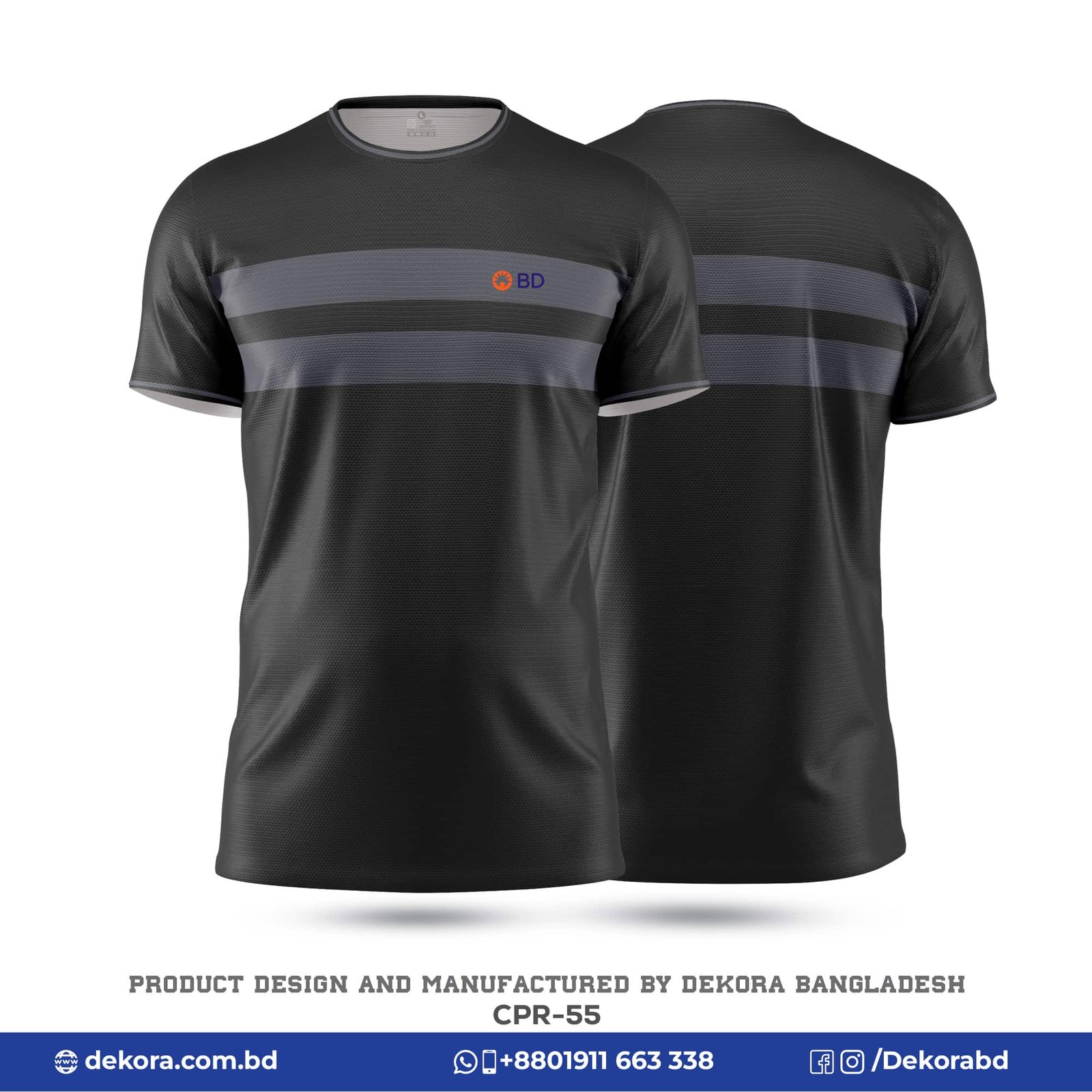 Customized Design Corporate Printed Black Tshirt-CPR-55 5 Buy Customized Design Corporate Printed Black Tshirt-CPR-55 online at Dekora BD – Best price, fast delivery.