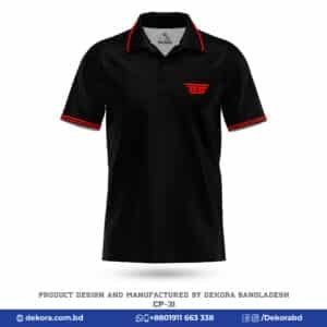 Buy Premium Fabrics Corporate Black Polo Shirt with Logo-CP-31 online at Dekora BD – Best price, fast delivery.