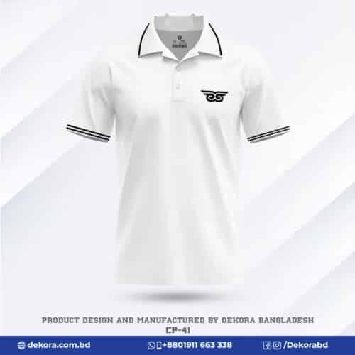 Buy Premium Quality Corporate White Polo Tshirts with Logo-CP-41 online at Dekora BD – Best price, fast delivery.