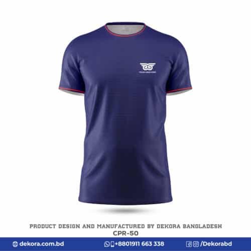 Buy Round Neck Corporate Navy Blue Tshirt with Logo-CPR-50 online at Dekora BD – Best price, fast delivery.