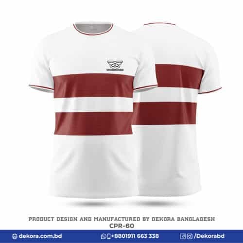 Buy Best Quality Corporate White Maroon Tshirt with Logo-CPR-60 online at Dekora BD – Best price, fast delivery.