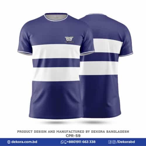 Buy Qualityful Corporate White Navy Blue Printed Tshirts-CPR-59 online at Dekora BD – Best price, fast delivery.