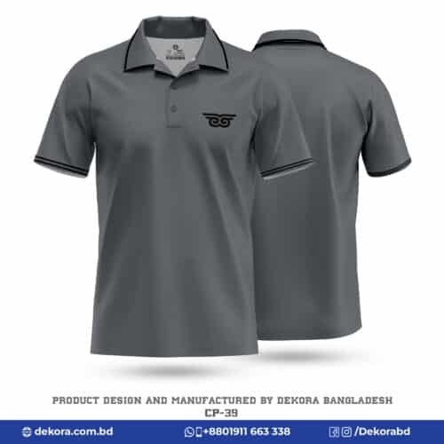 Buy Premium Quality Best Corporate Gray Polo Shirt-CP-39 online at Dekora BD – Best price, fast delivery.