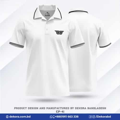 Buy Premium Quality Corporate White Polo Tshirts with Logo-CP-41 online at Dekora BD – Best price, fast delivery.