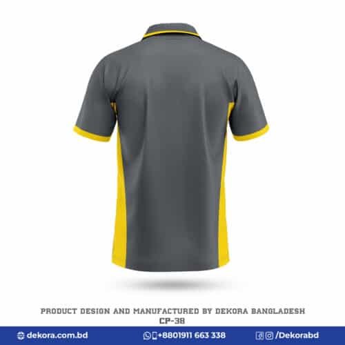 Buy Premium Fabrics Corporate Yellow Gray Polo Tshirt-CP-38 online at Dekora BD – Best price, fast delivery.
