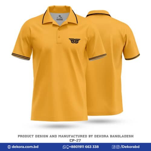Buy Breathable Fabrics Corporate Yellow Polo Shirt-CP-27 online at Dekora BD – Best price, fast delivery.