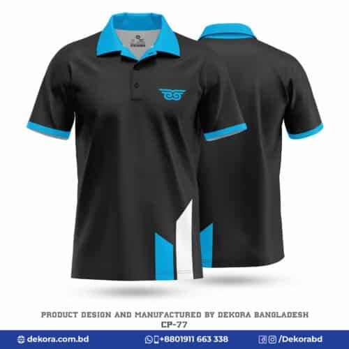 Buy Premium Quality Corporate Black Blue Polo T Shirt-CP-77 online at Dekora BD – Best price, fast delivery.