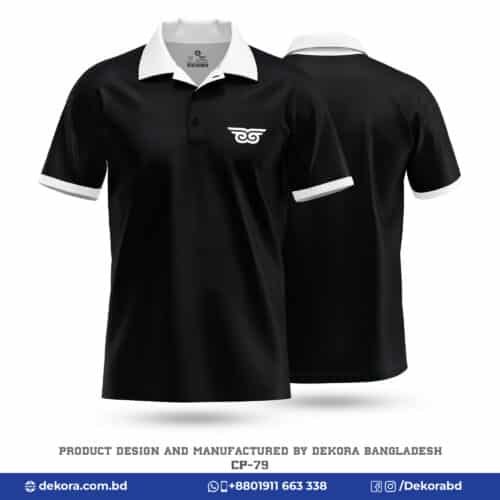 Buy Corporate Black Solid Polo Shirt with Company Logo-CP-79 online at Dekora BD – Best price, fast delivery.