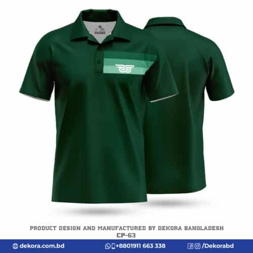 Buy Corporate Design Bottle Green Polo T Shirt with Logo-CP-63 online at Dekora BD – Best price, fast delivery.