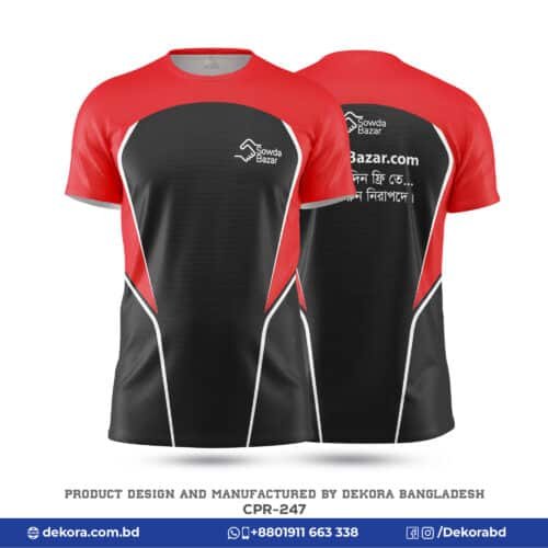 Buy Round Neck Corporate Campaign Black Red Tshirt-CPR-247 online at Dekora BD – Best price, fast delivery.