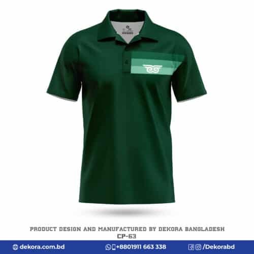 Buy Corporate Design Bottle Green Polo T Shirt with Logo-CP-63 online at Dekora BD – Best price, fast delivery.