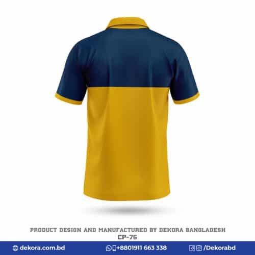 Buy Corporate Navy Blue Yellow Polo T Shirt with Logo-CP-76 online at Dekora BD – Best price, fast delivery.