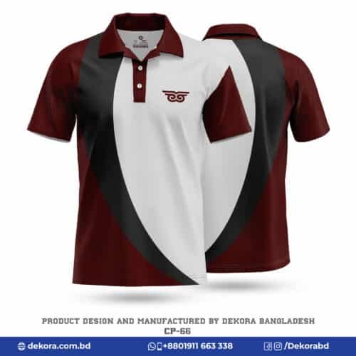 Buy Corporate White Maroon Polo T Shirt with Logo-CP-66 online at Dekora BD – Best price, fast delivery.